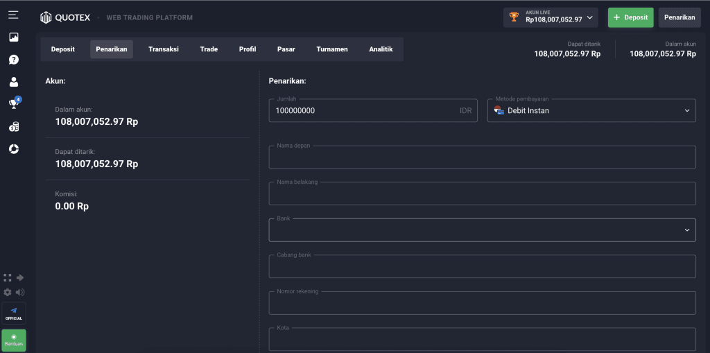 Cara Withdraw Quotex