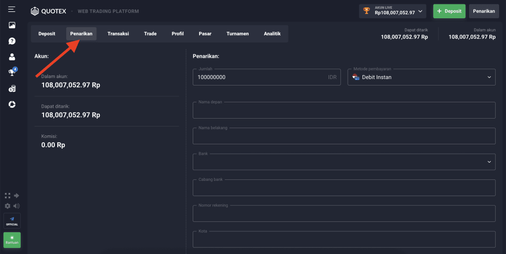Cara Withdraw Quotex